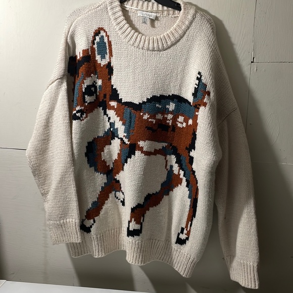 Top Shop Intarsia Deer Chunky Sweater 